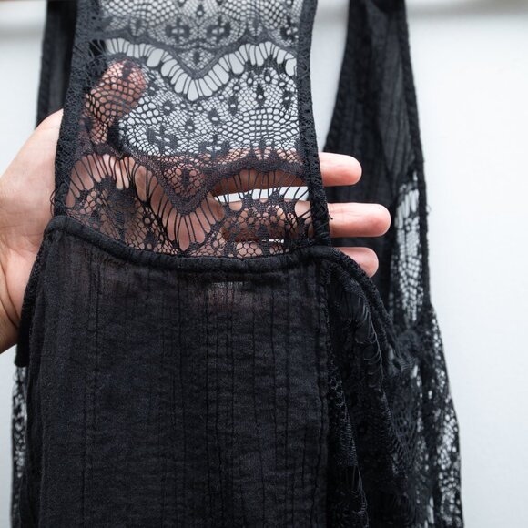 Free People V Neck Black Lace Sleeveless Top - Picture 7 of 8